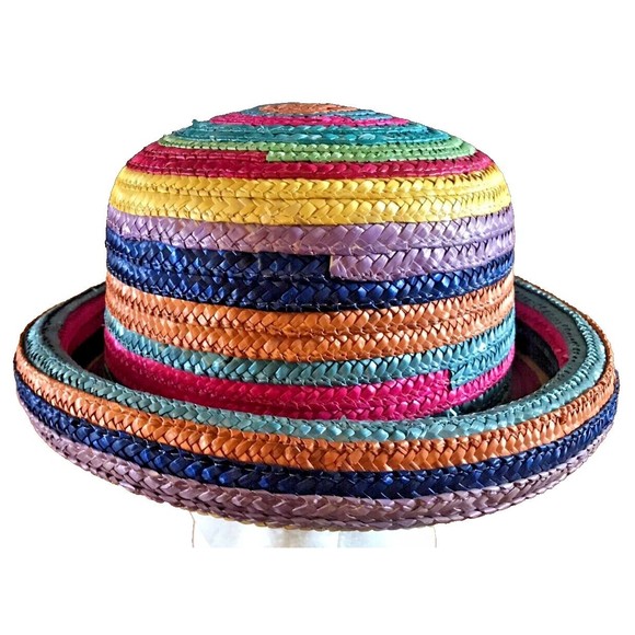 Rainbow Straw Pork Pie Hat Unisex Fedora Fun Casual Gay Pride Colorful - Picture 1 of 9